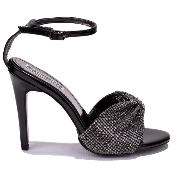 Dagoster DZA07-1240925C Siyah Ayna Taşlı Abiye Topuklu Kadın Ayakkabı - 2