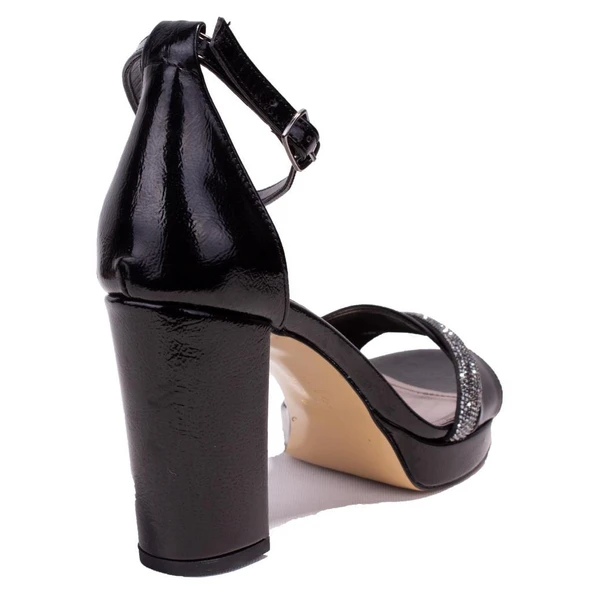 Dagoster DZA07-337152C Siyah Rugan Tek Bant Platform Topuklu Kadın Ayakkabı - 4