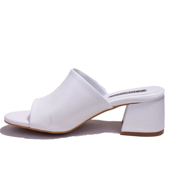 Dagoster DZA07-811304C Beyaz Klasik Topuklu Kadın Terlik - 3