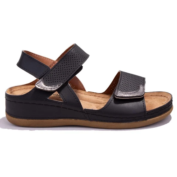 Polaris 104424C Siyah Ortopedik Günlük Kadın Sandalet - 2
