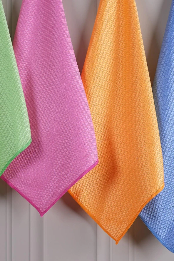 Clean | Microfiber 40x40 Cm 4'lü Baklava Desen Cam Temizlik Bezi - 2