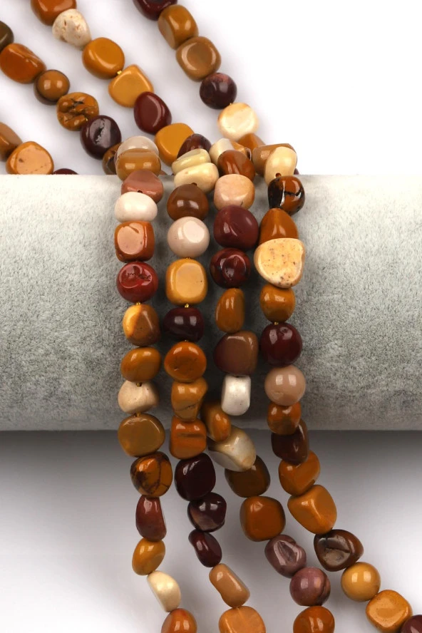Mookaite Jasper Doğal Taş Dizi 8 x 9 mm Mercimek Kesim