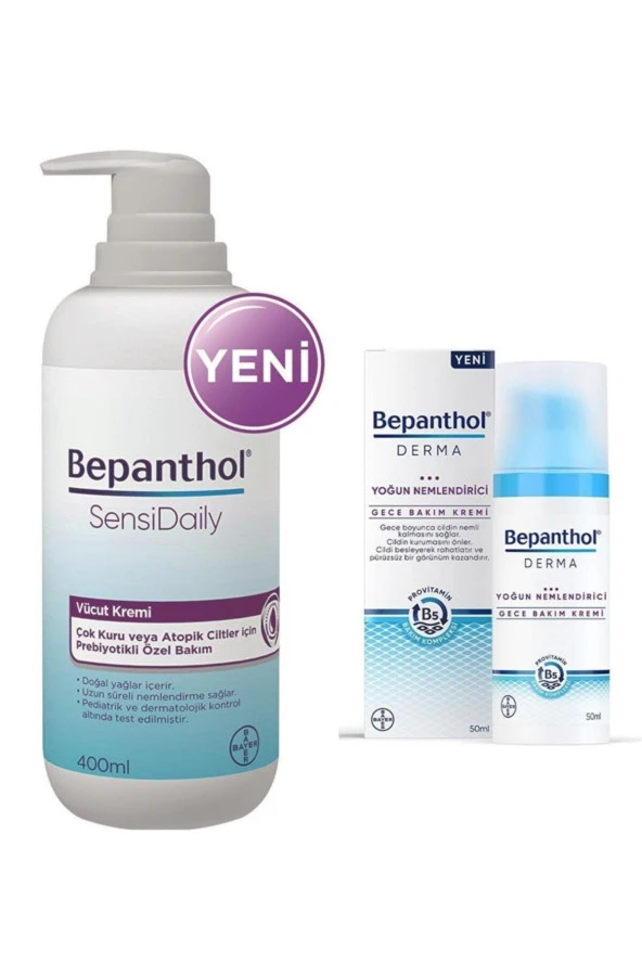 BEPANTHOL Sensidaily Pompalı Vücut Kremi 400 ml Derma Yoğun Nemlendirici Gece Bakım Kremi