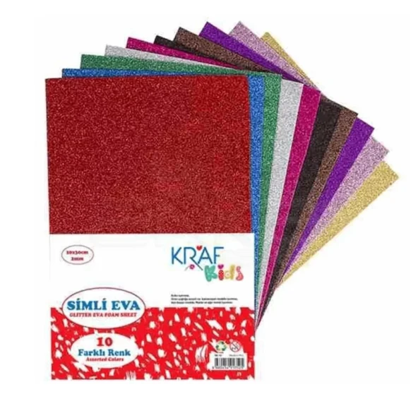 Kraf Kids Eva 20x30cm 2mm Simli 10lu KK10