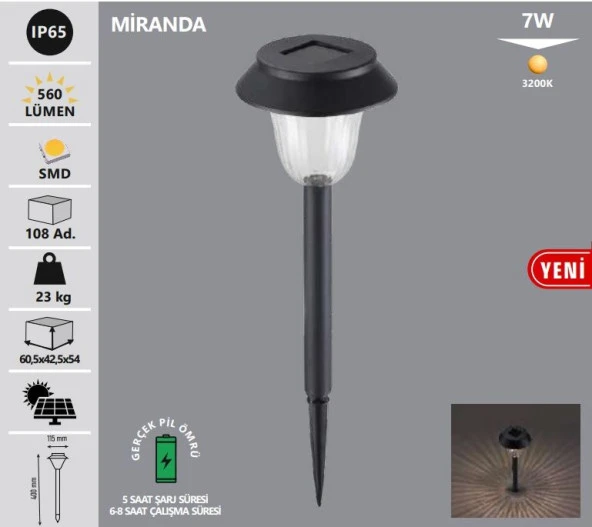 Noas YL74-1002-S Miranda Led Solar Aplik 40cm 3200K Günışığı