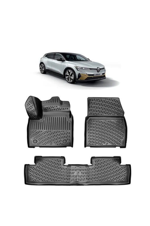 Rizline  Renault Megane E-Tech 2022 + 3D Havuzlu Paspas Siyah