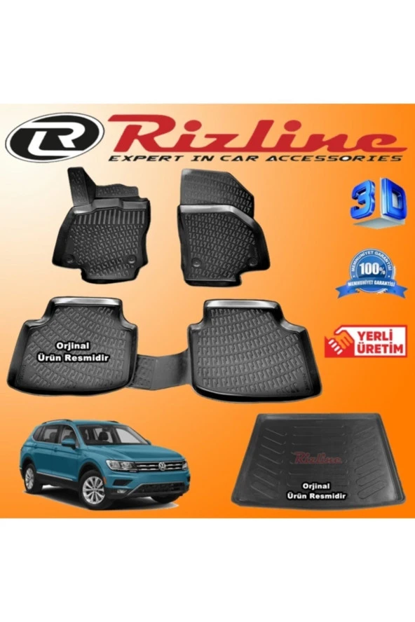 Rizline  Vw Tiguan 3d Paspas + 3d Bagaj Havuzu 2016-2020 Arası Siyah Set