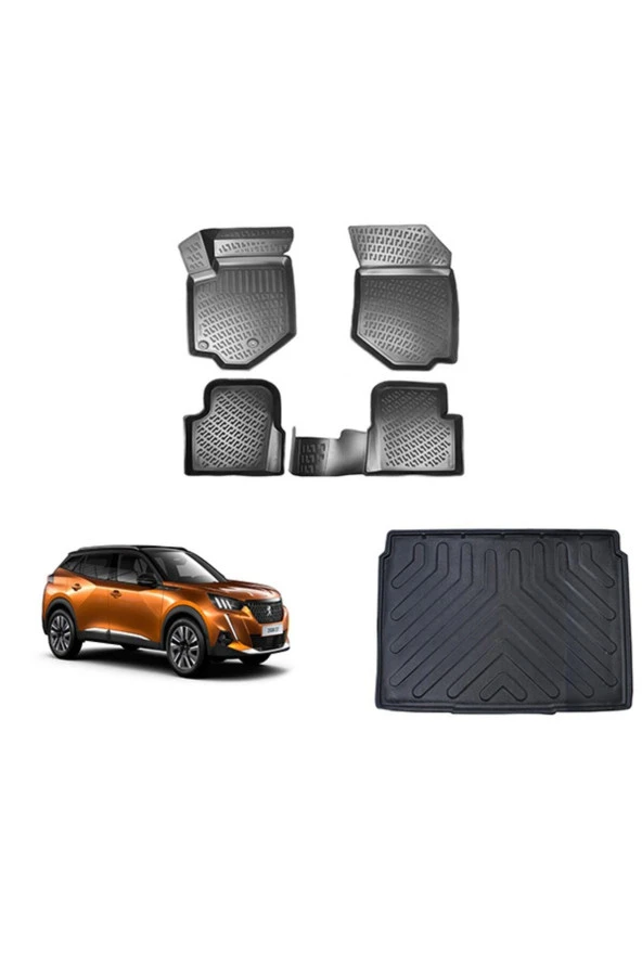Rizline  Peugeot 2008 2020 Sonrası 3d Paspas Siyah & Bagaj Havuzu Set