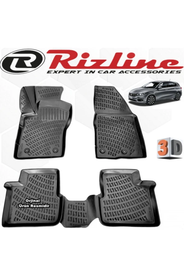 Rizline  Fiat Egea 3d Paspas Havuzlu Hb 2016 - 2020 Arası Siyah 4 Parça Set