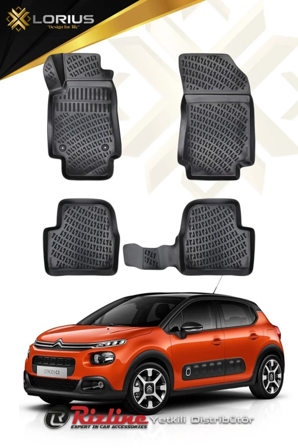 Rizline  Citroen C3 2016 Sonrası 3d Havuzlu Paspas