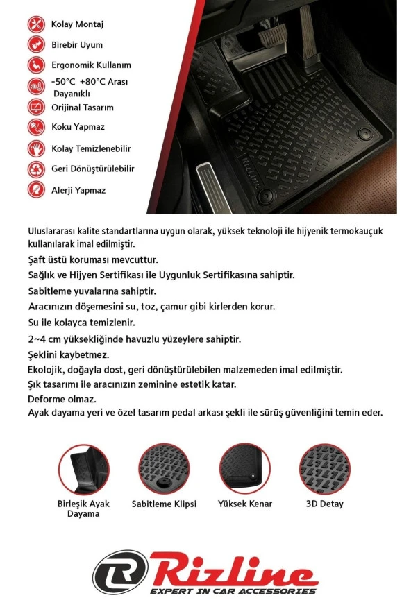 Rizline  Hyundai I20 Paspas 3d Uyumlu  Siyah 2014-2020