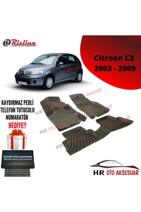 Rizline  Hroto Citroen C3 2003- 2009 3d Havuzlu Paspas ürün görseli