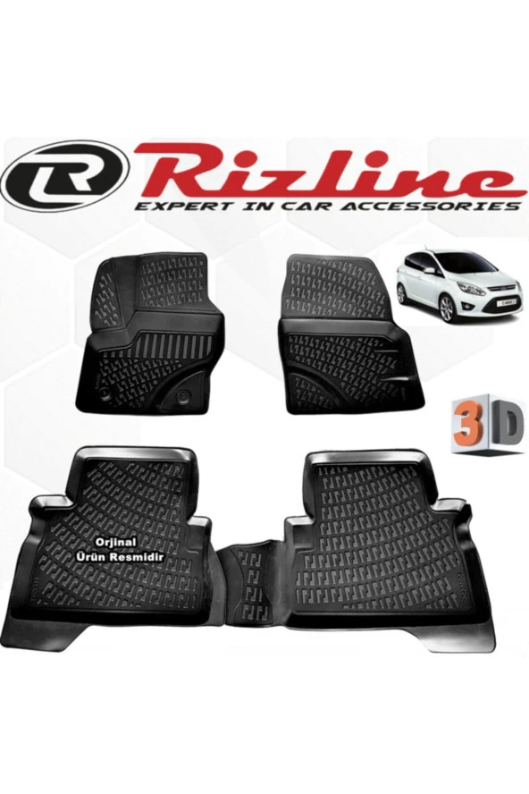 Rizline  Ford C-max 3d Paspas Havuzlu Siyah 2011-2015 Arası 4 Parça Set