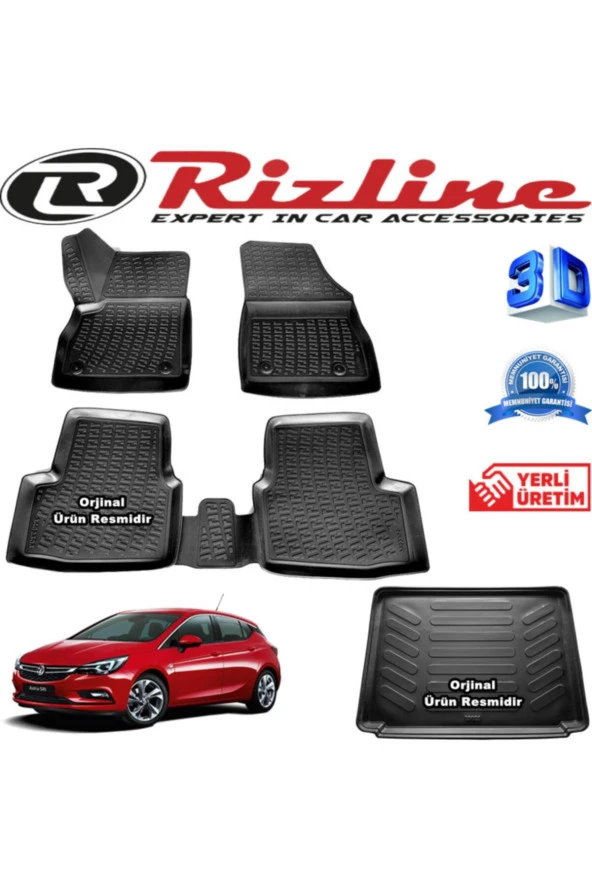 Rizline  Opel Astra K 3d Paspas + 3d Bagaj Havuzu Hb 2015-2020 Arası Siyah Set ürün görseli 1