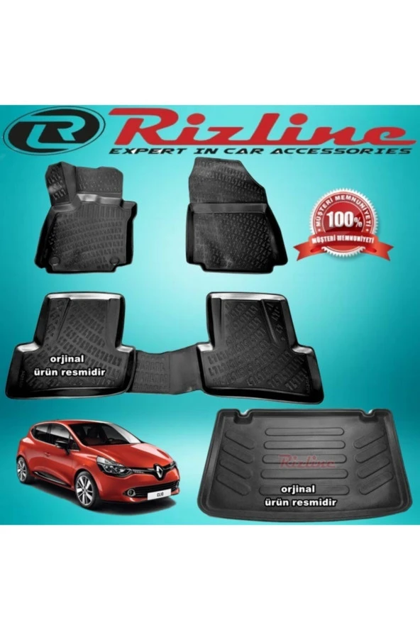 Rizline  Renault Clio 4 3d Paspas + Bagaj Havuzu Siyah Hb 2012-2019 Arası