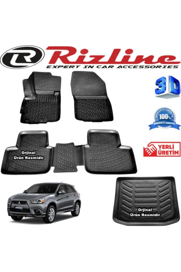 Rizline  Mitsubishi Asx 3d Paspas + 3d Bagaj Havuzu 2010-2015 Arası Siyah Set