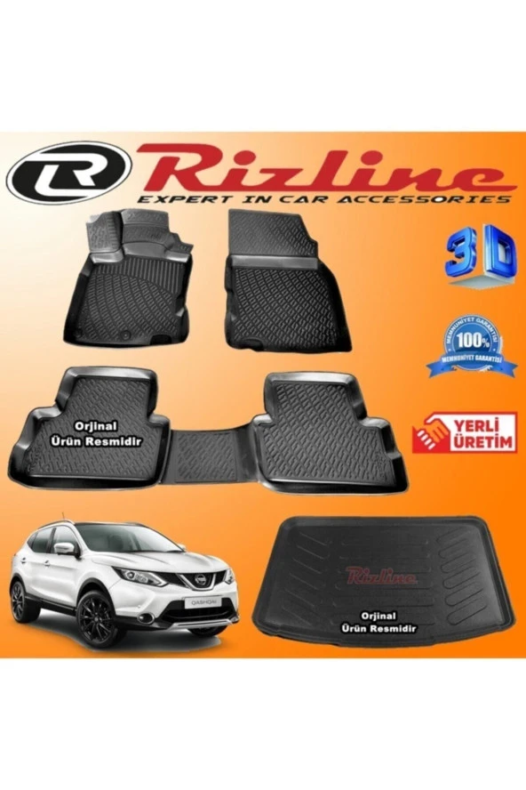 Rizline  Nissan Qashqai 2014-2020 3d Havuzlu Papsas Ve Bagaj Havuzu Set ürün görseli 1