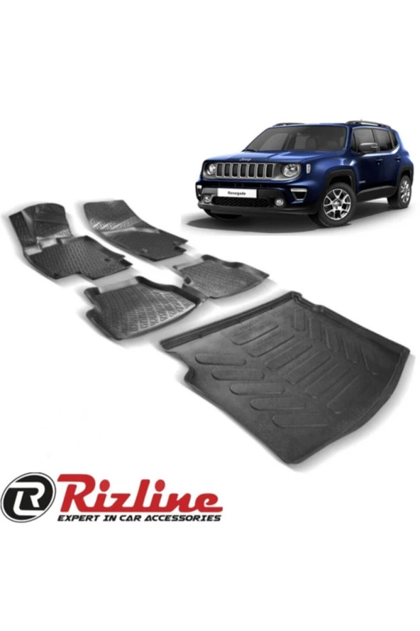 Rizline  Jeep Renegade 2015 Sonrası 3d Havuzlu Paspas + Bagaj Havuzu