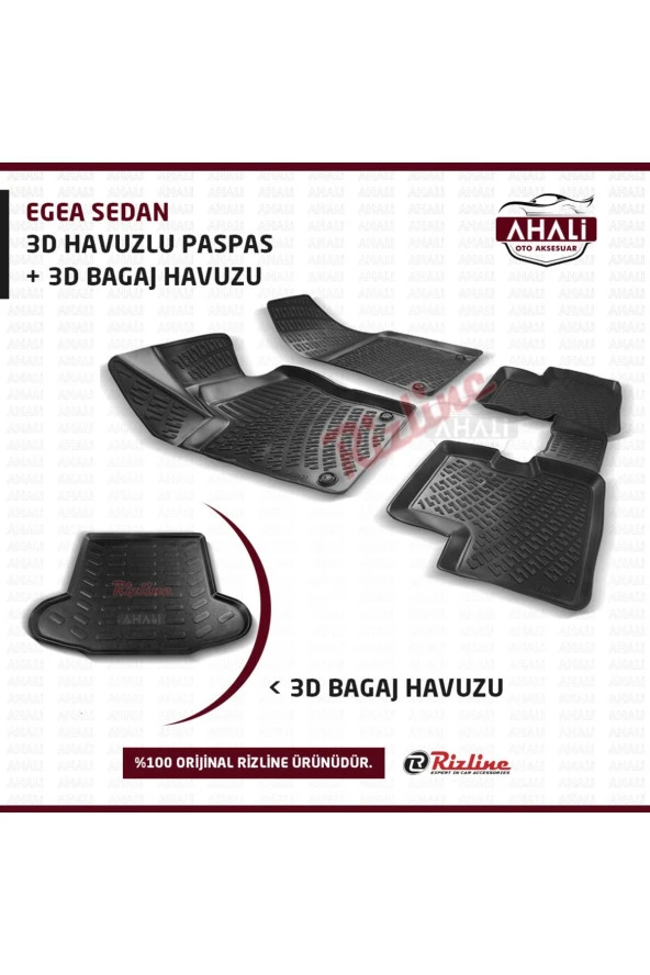 Rizline  Fiat Egea Sedan 3d Paspas Ve Bagaj Havuzu Set ürün görseli 1