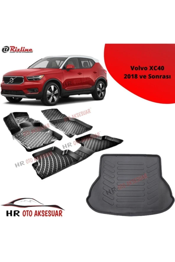 Rizline  Hroto Volvo Xc40 2018 Sonrası 3d Havuzlu Paspas + Bagaj Havuzu ürün görseli 1