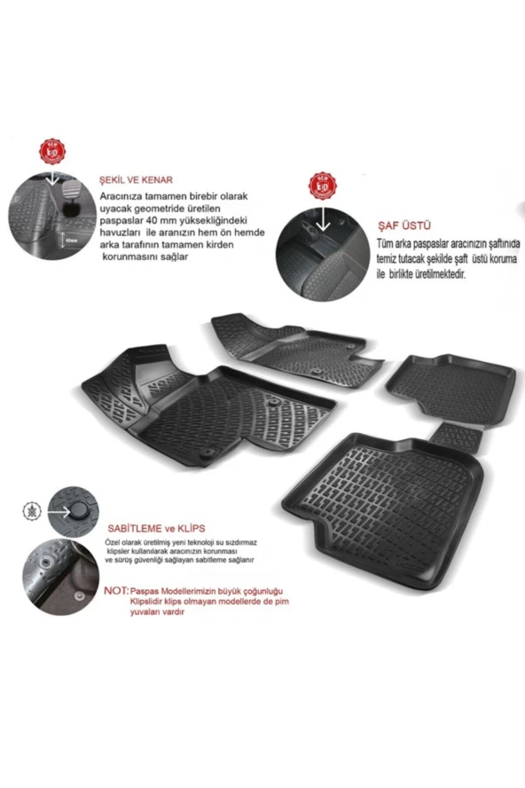Rizline  Fiat Bravo 2008 ve Sonrası Uyumlu 3D Paspas ve Bagaj Havuzu Seti - Resim 2