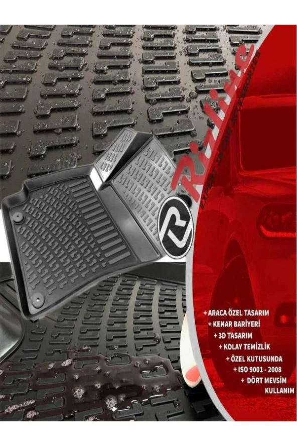 Rizline  Jeep Compass 2017 Sonrası 3d Paspas Siyah & Bagaj Havuzu Set - Resim 2