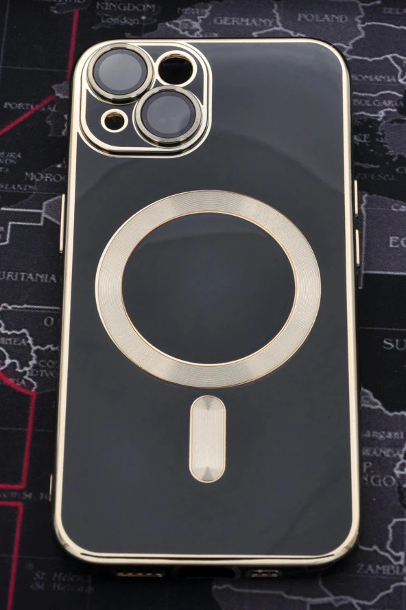 iPhone 13 Uyumlu MagSafe Özellikli Lens Korumalı Renkli Kılıf Siyah - Resim 2