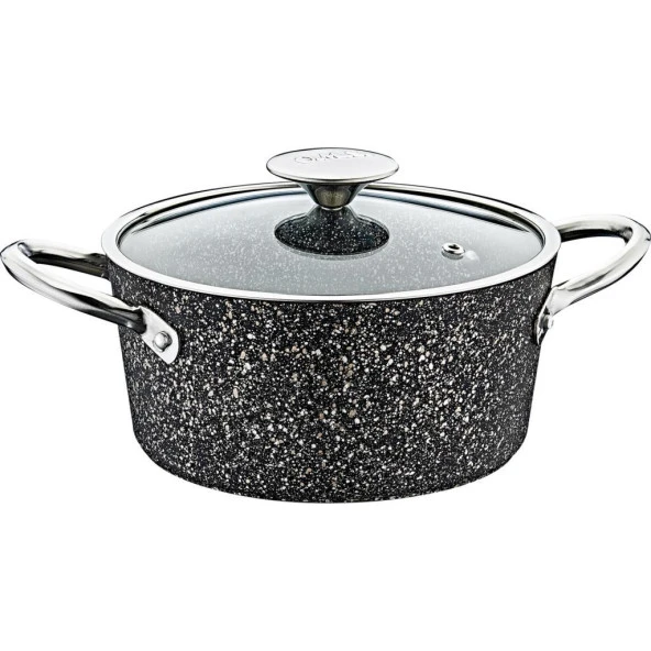 Oms 3116 Granit 24 cm Derin Tencere Siyah İndüksiyonlu