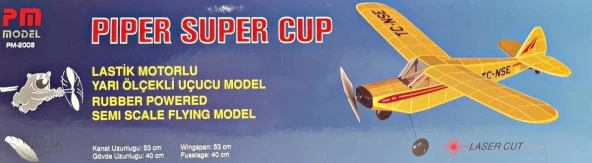 Piper Super Cub Pm 2008 Model Lastik Motorlu Demonte Serbest Uçuş Modeli