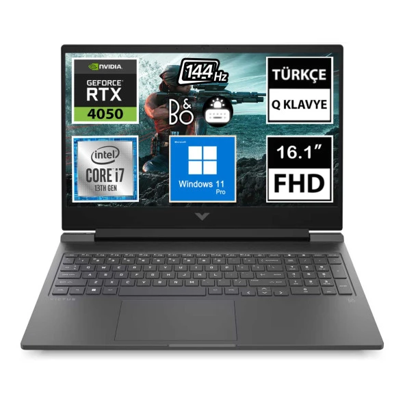 HP Victus 16-R0029NT 7P6C1EA09 i7-13700H 32GB 1TBSSD RTX4050 16.1" FullHD W11P Taşınabilir Bilgisayar