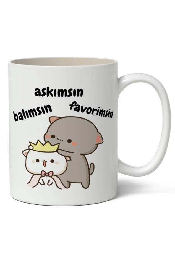 Aşkımsın, Balımsın, Favorimsin Baskılı Kupa Bardak Baskılı Kahve Kupa Bardak
