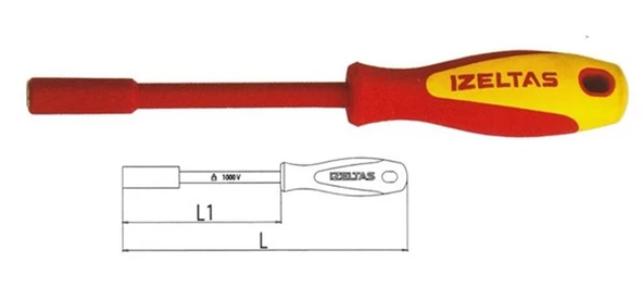 İZELTAŞ 13mm 1000V İZOLELİ LOKMA UÇLU TORNAVİDA