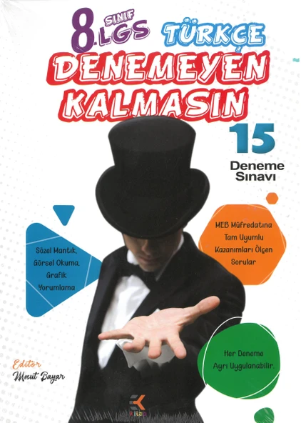 Ek Kitap 8.Sınıf Türkçe Denemeyen Kalmasın 15Li Deneme-Mesut Bayar