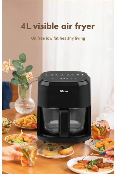 Mi Line Cam Hazne 4lt Airfryer Sıcak Hava Fritözü - Siyah - 3