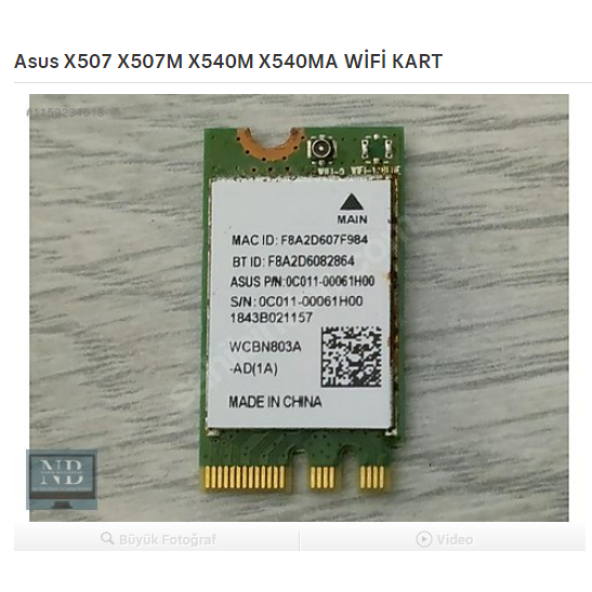 Asus X507 X507M X540M X540MA WİFİ KART