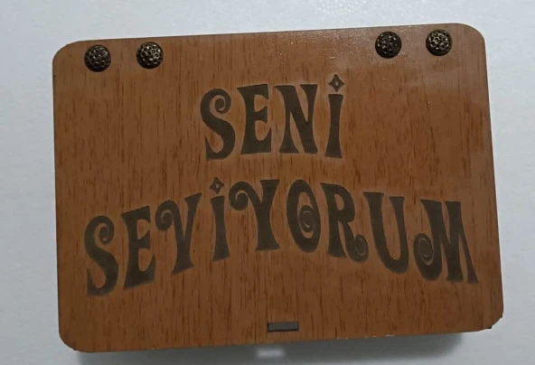 Seni Seviyorum Ahşap Hediye Kutusu Sevgiliye Hediye - Resim 3