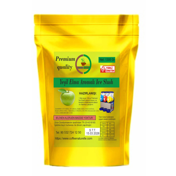 Yeşil Elma Aromalı Ice Slush buzlaş tozu 1300 gr