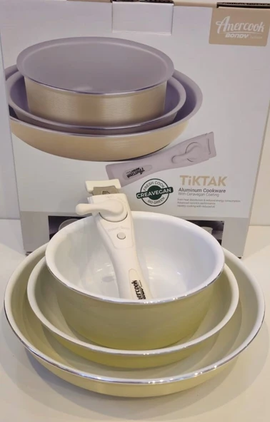 Bondy Amercook Bondy  4 Parça Tava Seti - Krem