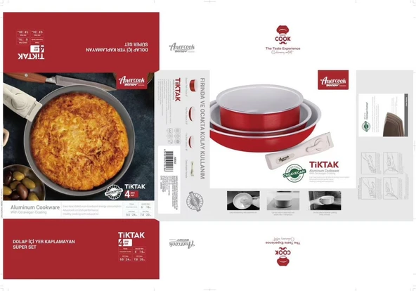 Bondy Amercook 4 Parça Tava Seti - Kırmızı - 2
