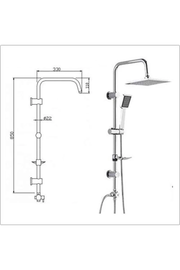 Tema 53260 Rain Quadro Tepe Duş Seti - 5