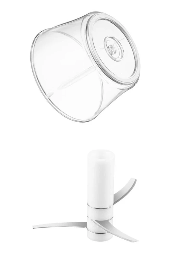 Flosoft Paslanmaz Çelik Bıçak Manuel Doğrayıcı Rondo, 3 Bıçaklı Üstten Basmalı El Robotu 700 ml Bej - 5