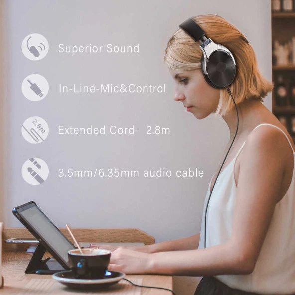 Kulaküstü Kablolu Kulaklık Oneodio Studio Hi-Fi 3.5mm Kulaklık - 5