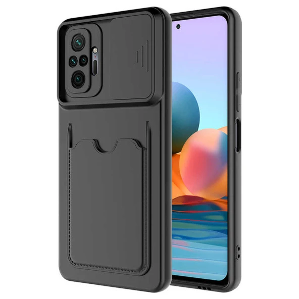 Xiaomi Redmi Note 10 Pro Kılıf Kartlıklı Lens Kapatmalı Kapak - 8