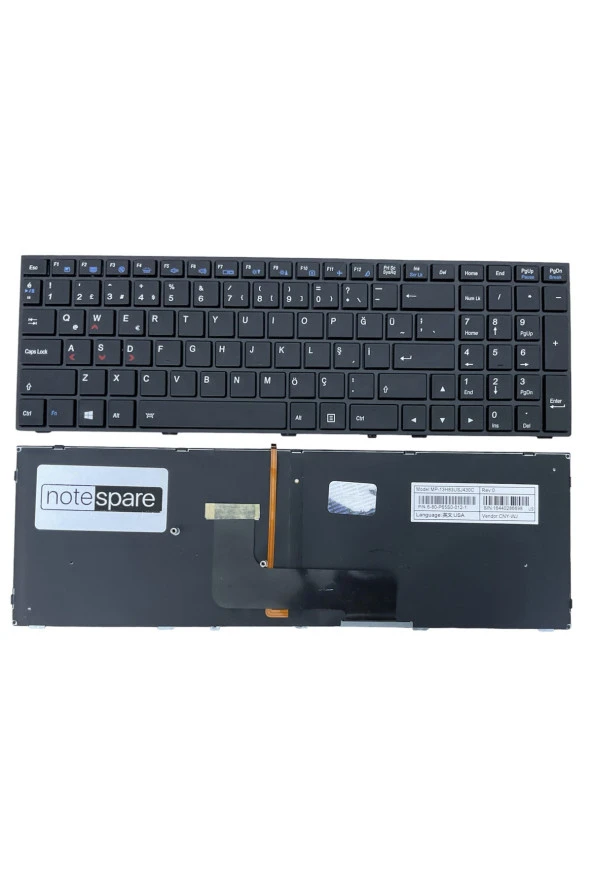 6-80-P6500-010-1, 6-80-P6500-013-1, 6-80-P6500-250-1 Uyumlu Notebook Klavye Işıklı Siyah TR