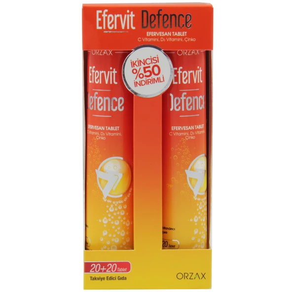 Orzax Efervit Defence C Vitamini D3 Vitamini Ve Çinko 2 X 20 Efervesan Tablet