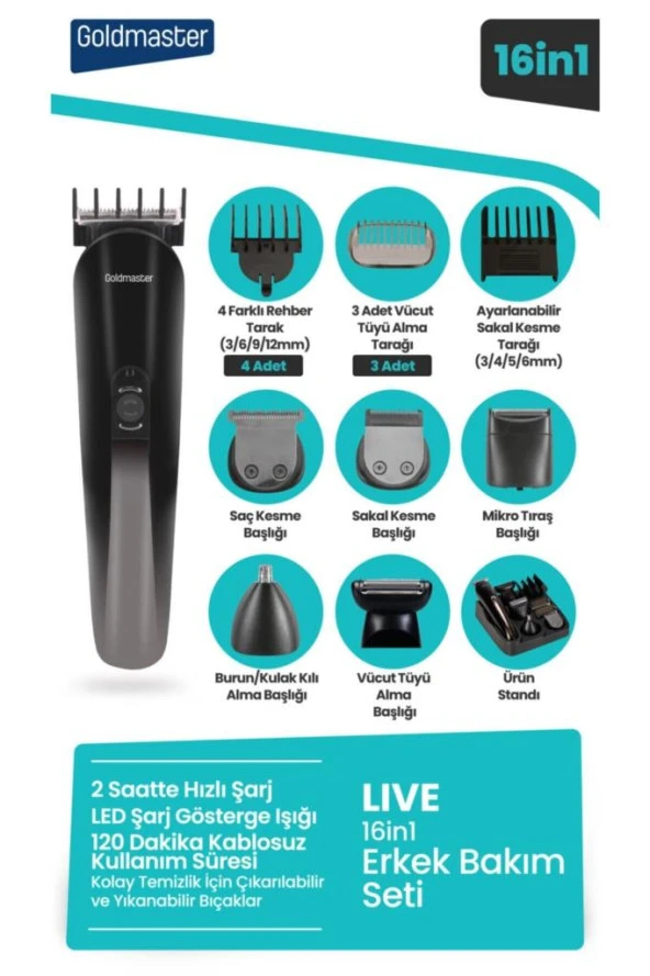 Goldmaster Live Gm-9115 Erkek Bakım Seti - 6