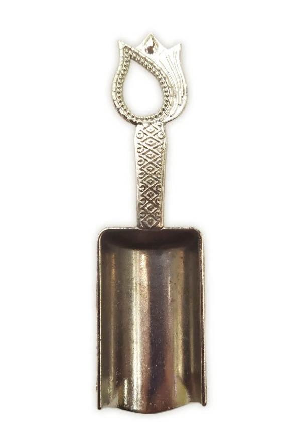 2 Adet Mini Narin Detaylı Kahve Ölçeği Baharat Ve Şeker Kaşığı Gümüş - 3