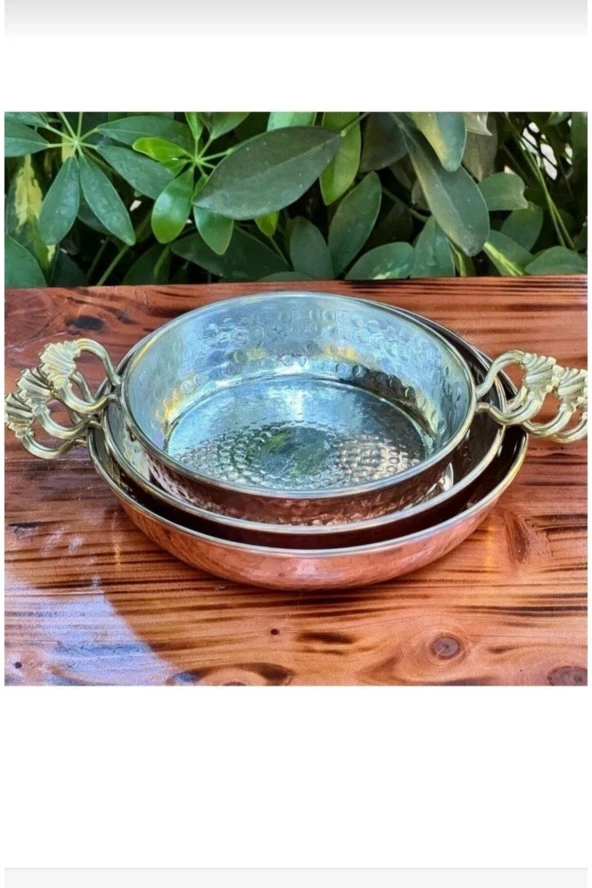 Bakır Sahan Seti 3 Lü Takım