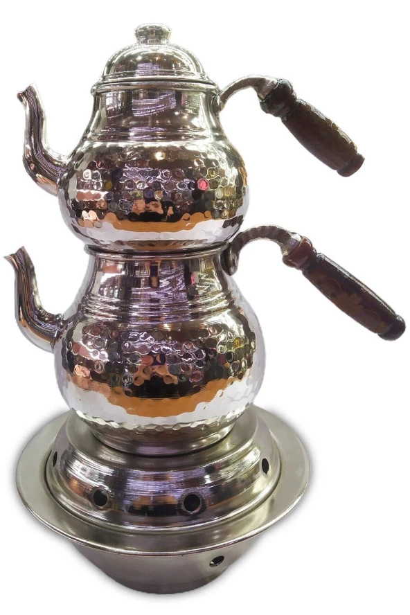 Büyük (aile) Boy El Dövmesi Bakır Çaydanlık Takımı