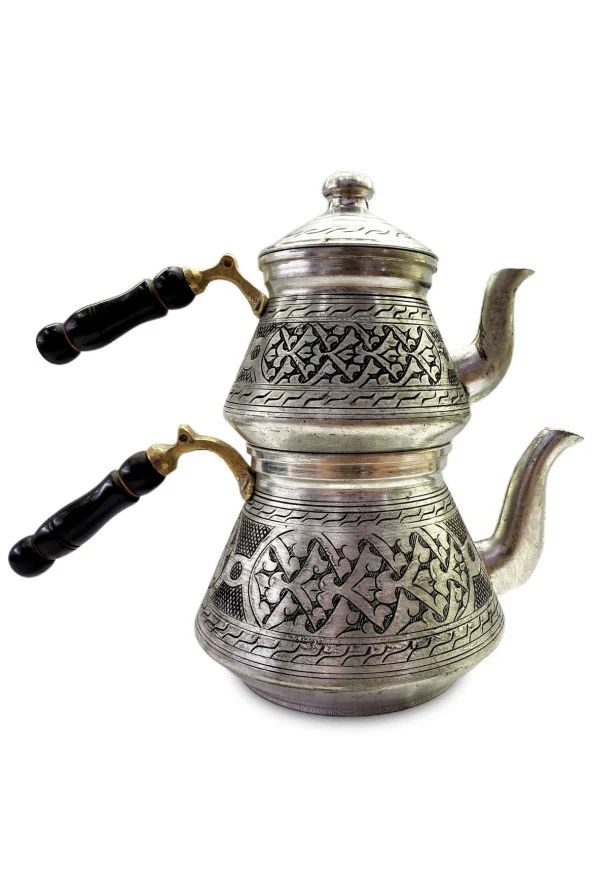 Özel Yapım Eskitme Model Ekstra Kalın Bakır Çaydanlık - Resim 4